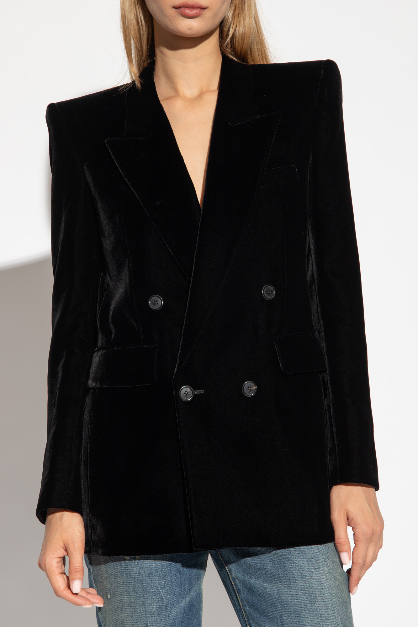 Saint laurent double breasted on sale blazer